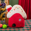 Adorable Festive Holiday House Cushion with Snow Roof & Chimney | Soft Decor