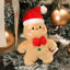 Adorable Mini Gingerbread Cookie Plushie Pendant with Red Santa Hat & Bow Tie | Tree Ornament