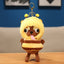 Cute Dark Brown Puppy Dog Plush Keychain in Bumblebee Costume - Soft Stuffed Pendant
