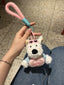 Cute Puppy Dog Plush Keychain with Blue Sweater & "Barbie Girl" Heart Pillow - Soft Stuffed Pendant