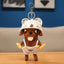 Cute Brown Puppy Dog Plush Keychain with Overalls & Bear Hat - Soft Stuffed Pendant