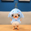 Cute Yellow Puppy Dog Plush Keychain in Blue Shark Costume - Soft Stuffed Pendant
