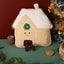 Adorable Festive Gingerbread Cottage Cushion with Snow Roof & Wreath | Soft Decor