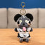 Cute Dark Grey Puppy Dog Plush Keychain in Maid Costume - Soft Stuffed Pendant