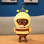 Cute Brown Puppy Dog Plush Keychain in Bumblebee Costume - Soft Stuffed Pendant