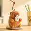 Cute Capybara Plush Keychain with Biscuit - Soft Cartoon Bag Charm