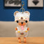 Cute Yellow Puppy Dog Plush Keychain with Overalls & Bear Hat - Soft Stuffed Pendant