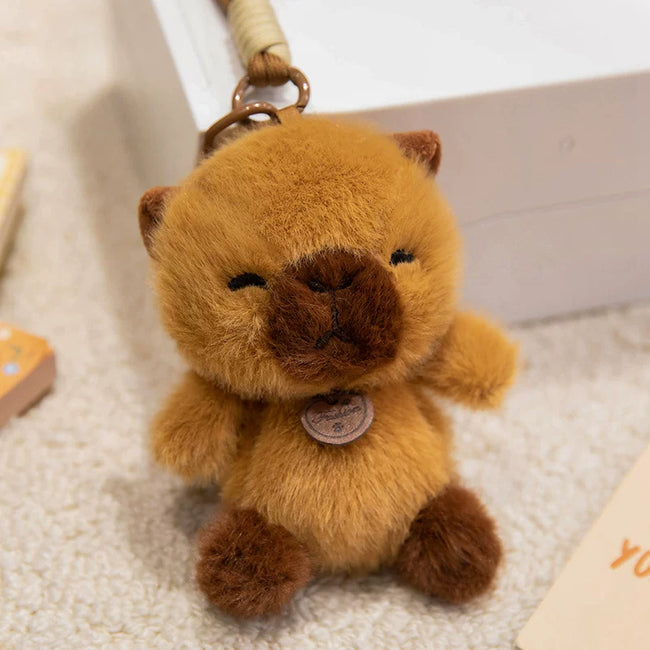 Cute Brown Animal Plush Keychain & Bag Charm - Soft Cartoon Stuffed Pendant Hover Image