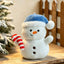 Adorable Festive Snowman Plushie with Blue Hat & Candy Cane | Soft Room Decor