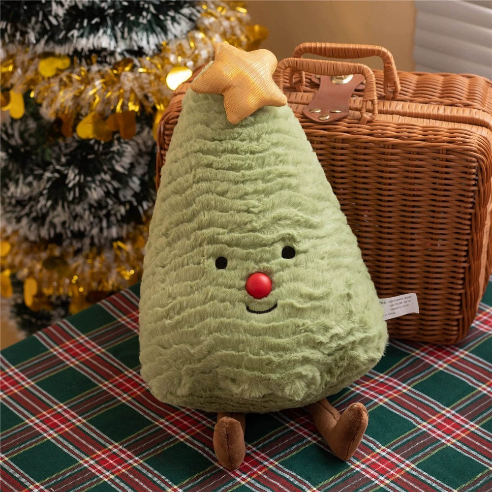 Adorable Festive Light Green Christmas Tree Plushie with Legs | Soft Holiday Room Decor