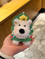 Cute Puppy Dog Plush Keychain with Christmas Tree Costume - Soft Stuffed Pendant