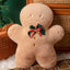 Adorable Festive Gingerbread Man Cushion with Holiday Bow | Soft Sofa Decor