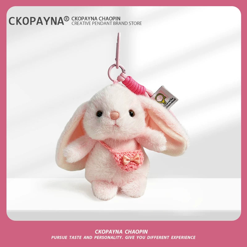 Adorable Kawaii Fluffy Lop-Eared Rabbit Plushie Keyring | Cute Bag Accessory