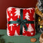 Adorable Festive Square Cushion with Christmas Trees & Green Bow | Soft Sofa Decor