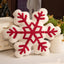 Adorable Festive Snowflake Cushion with Red Embroidery | Soft Winter Sofa Decor