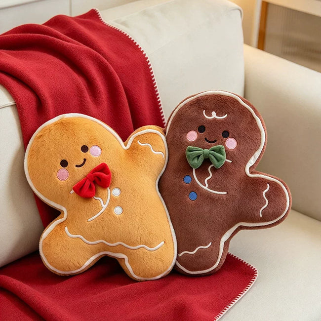 Adorable Festive Gingerbread Man Plushie Toy & Cushion for Home, Sofa & Holiday Decor Hover Image