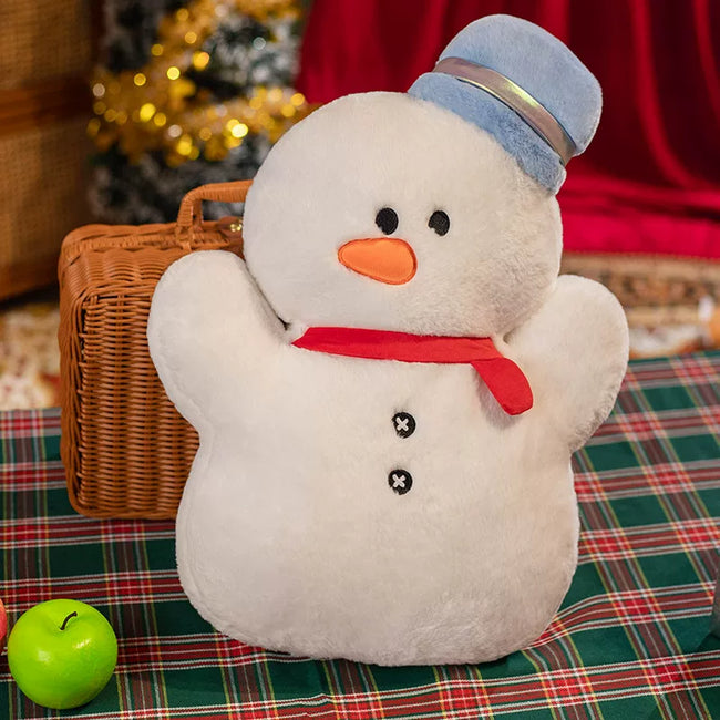 Adorable Festive Snowman Cushion with Carrot Nose & Red Scarf | Soft Decor Hover Image