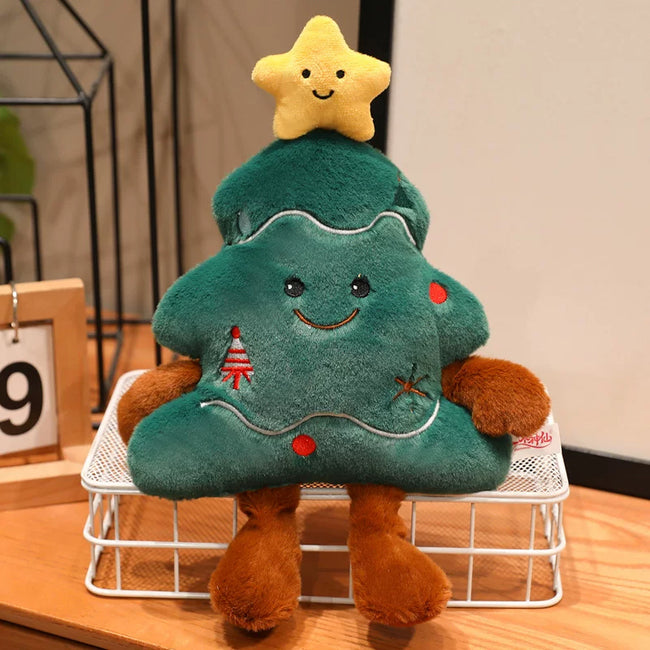 Adorable Festive Christmas Tree Plushie with Arms, Legs & Smiling Star | Decor Hover Image