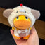 Cute Cartoon Animal Plush Keychain with Overalls - Soft Stuffed Pendant