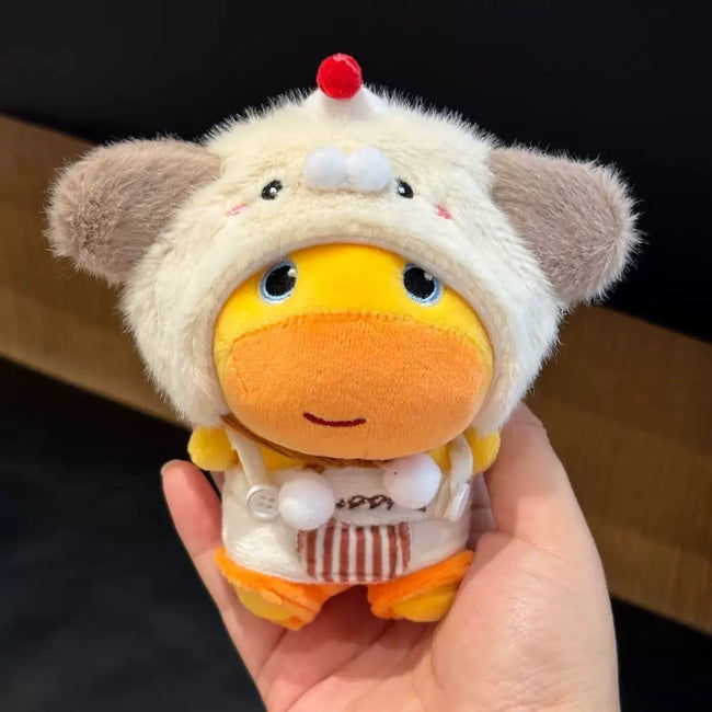 Cute Cartoon Animal Plush Keychain with Overalls - Soft Stuffed Pendant Hover Image