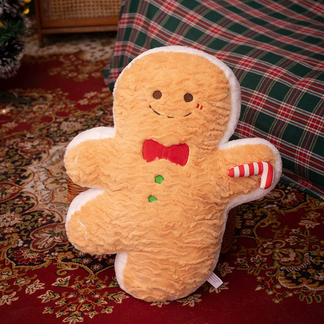 Adorable Christmas Gingerbread Man Plushie with Chef Hat & Bowtie | Festive Holiday Decor Hover Image