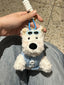 Cute Puppy Dog Plush Keychain with Blue Cardigan & Sunglasses - Soft Stuffed Pendant