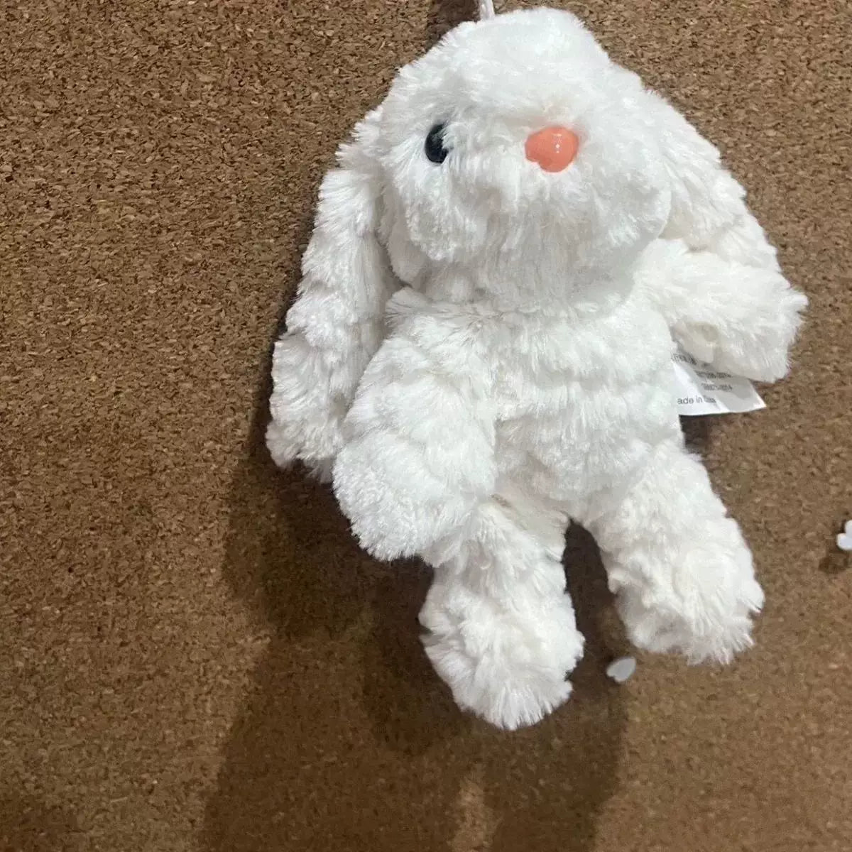 Cute Fluffy White Bunny Plush Keychain & Bag Charm - Soft Stuffed Pendant