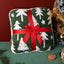 Adorable Festive Square Cushion with Christmas Trees & Red Bow | Soft Sofa Decor