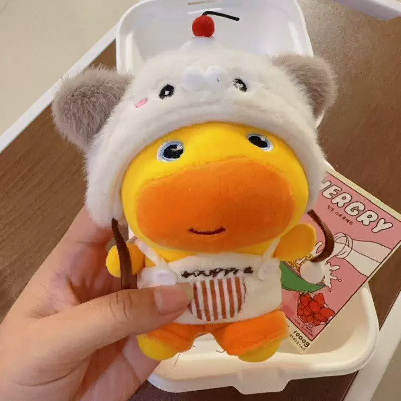 Cute Cartoon Animal Plush Keychain with Overalls - Soft Stuffed Pendant