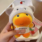 Cute Cartoon Animal Plush Keychain with Overalls - Soft Stuffed Pendant