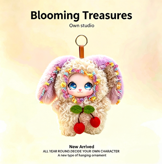 Cute Blooming Treasures Plush Keychain & Bag Charm - Kawaii Stuffed Pendant Hover Image