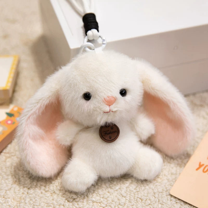 Cute Bunny Rabbit Plush Keychain & Bag Charm - Soft Cartoon Stuffed Pendant