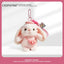 Cute Pink Bunny Plush Keychain with Hat & Bag - Soft Stuffed Pendant