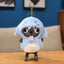 Cute Dark Grey Puppy Dog Plush Keychain in Blue Shark Costume - Soft Stuffed Pendant