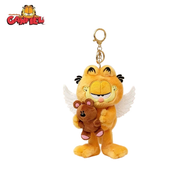 Cute Garfield Angel Wings Plush Keychain & Bag Charm - Soft Stuffed Pendant Hover Image