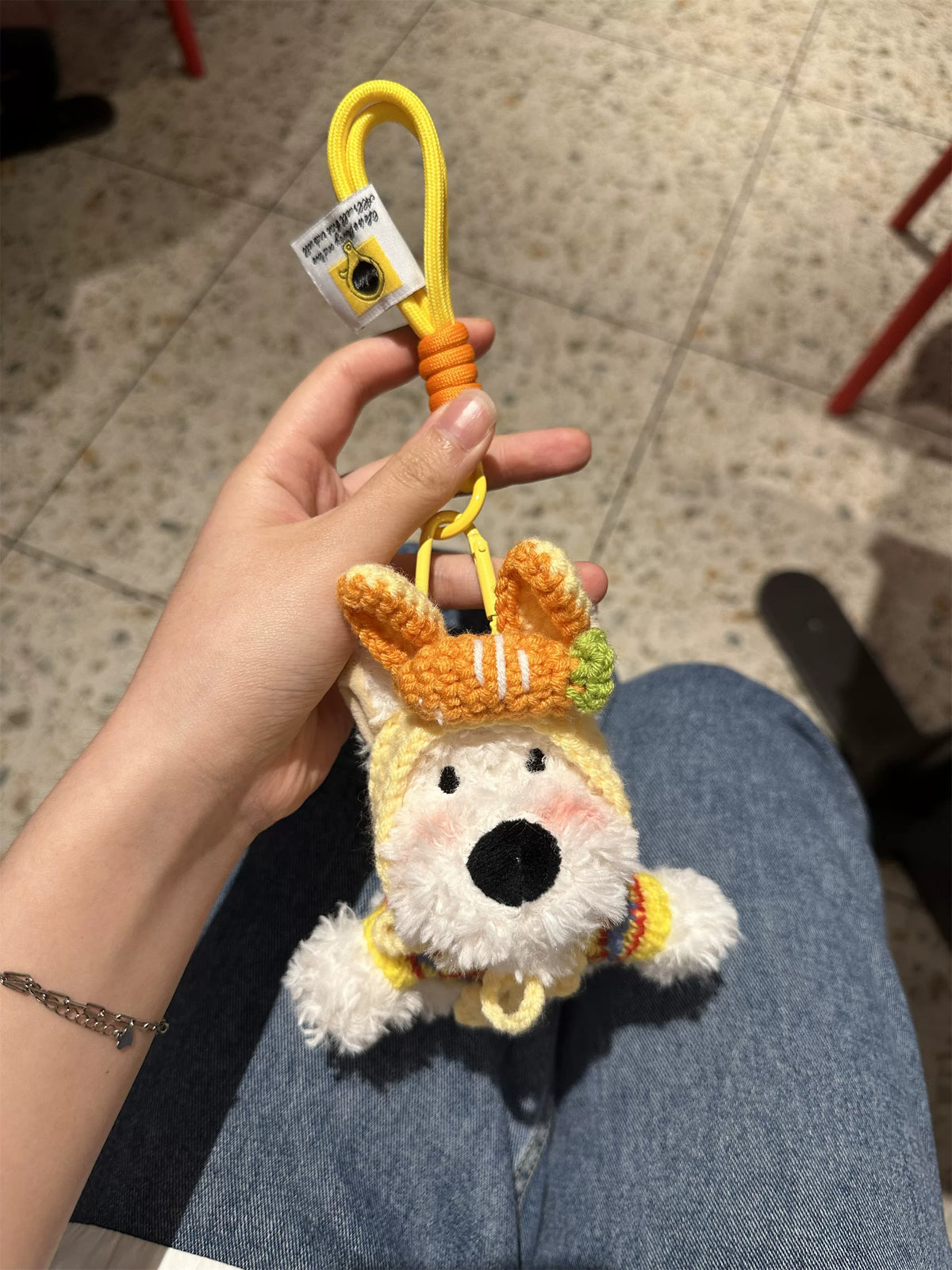 Cute Puppy Dog Plush Keychain with Carrot Hat - Soft Stuffed Pendant
