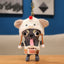 Cute Dark Grey Puppy Dog Plush Keychain with Overalls & Animal Hat - Soft Stuffed Pendant