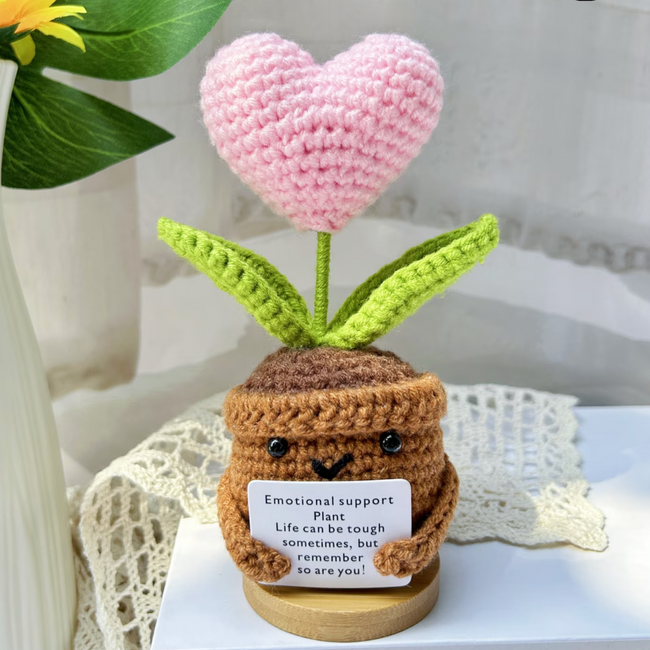 Handmade Emotional Support Plant With Pink Heart Hover Image