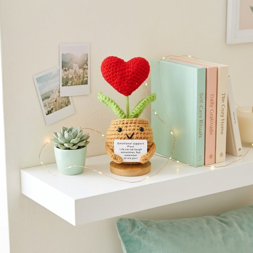 Handmade Emotional Support Plant With Red Heart